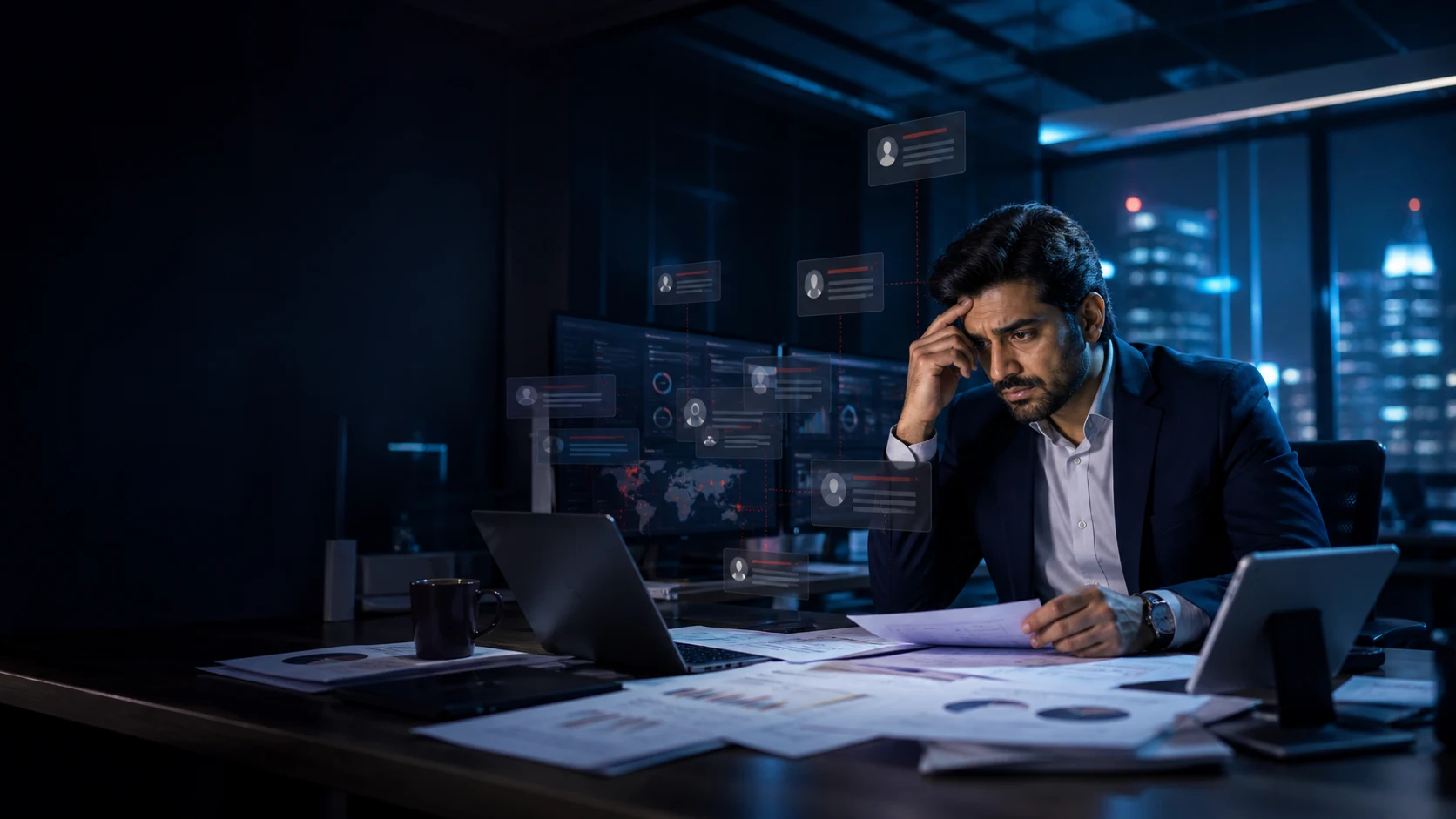 A business manager facing fragmented customer information across disconnected systems